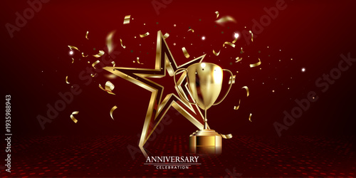 Award ceremony nomination name podium, golden prize event, scene star ceremony. Vector illustration