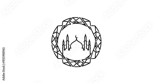 Islamic Geometric Pattern with Mosque Silhouette