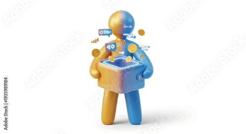 3D Character Reading Digital Tablet with Icons.