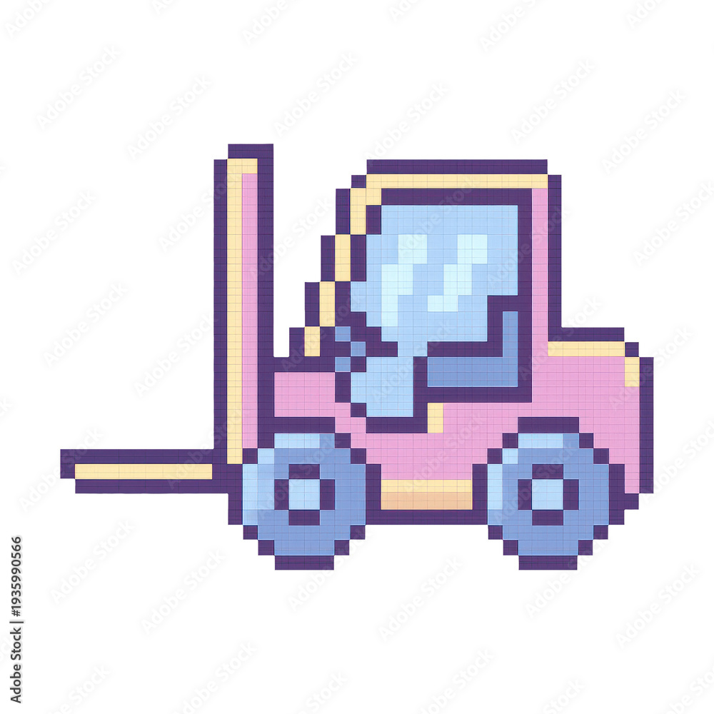 Obraz premium PNG Pixelated forklift vehicle illustration