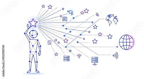 Man with Idea and Global Connections.