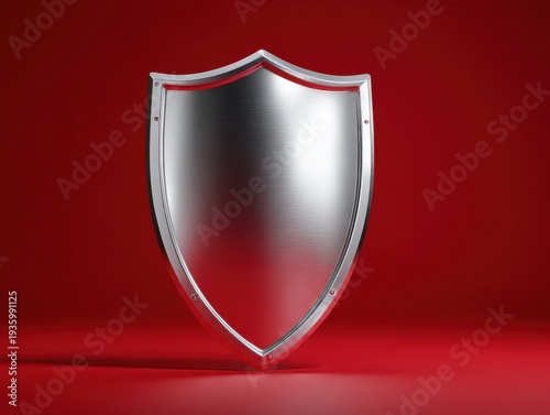 Free Download silver metallic shield icon isolated on a red background - GFXLoad