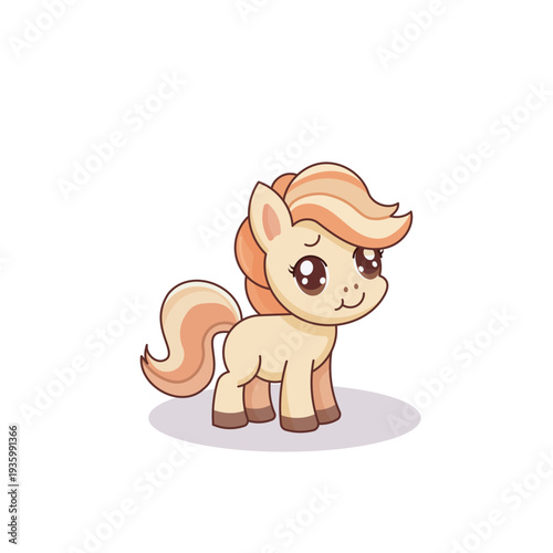 Shy and Timid Little Pony Standing Vector Illustration