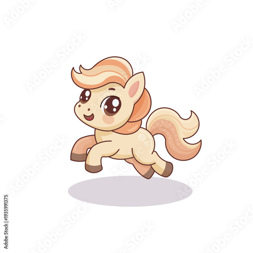 Cheerful Jumping Little Pony Cartoon Vector Illustration
