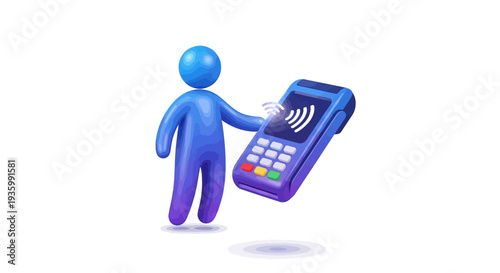 Person using a payment terminal device.