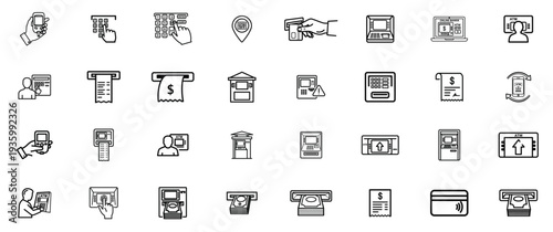 CCTV Surveillance Security Camera Outline Icon Set – Monitoring System, Video Control and Protection Linear Vector Collection