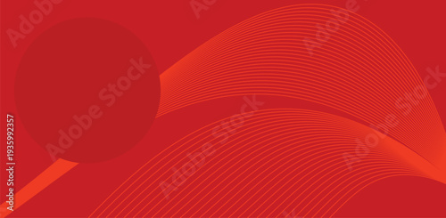 Red Modern Abstract Background With Circle And Wave Lines