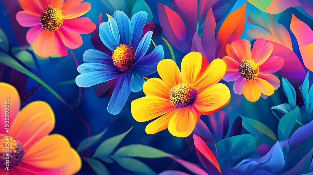 Fototapeta premium Bright colorful flowers macro floral background