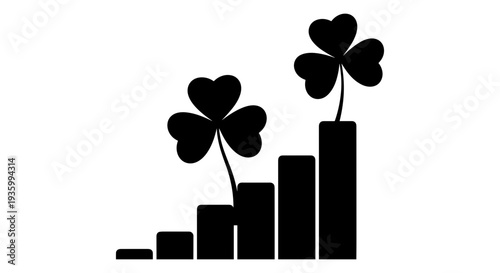 Black shamrock growth chart vector icon