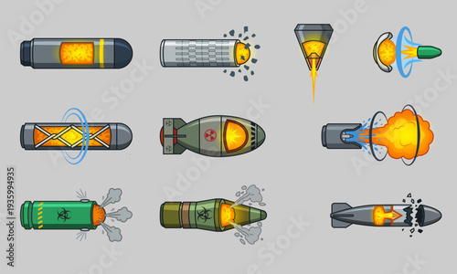 9 military warheads explosive payloads nuclear bombs biological weapons and armor piercing projectiles