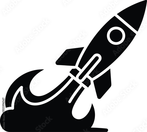Stylized rocket missile taking off, symbolizing startup launch and rapid progress