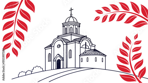 Romanian Orthodox Church Pentecost Minimalist Poster religion architecture