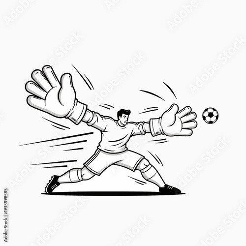 Goalkeeper attempting to save a soccer ball.