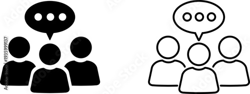 Group discussion symbol used for communication and social interaction in various contexts around the world