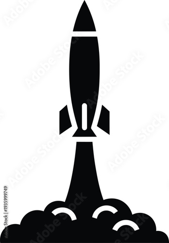 Dynamic missile launch A powerful rocket ascending with fiery exhaust