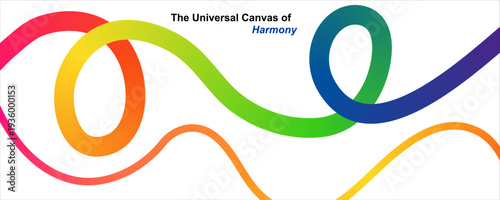 World peace and universal harmony concept with abstract colorful fluid ribbon wave background with gradient colors