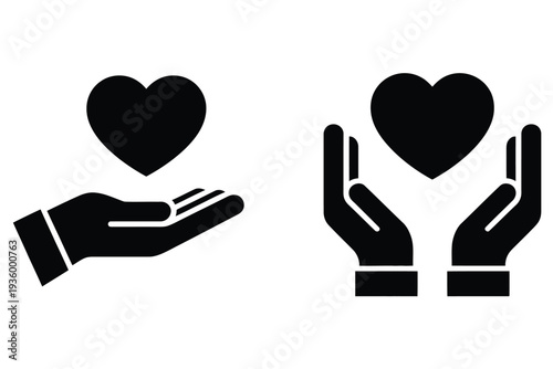 Heart in hand icon showing care and support service, ideal for healthcare providers, charity organizations, and community community support branding vector