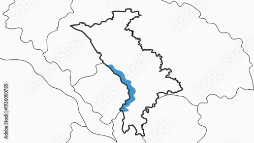 Map of moldova with dniester river highlighted in blue geography