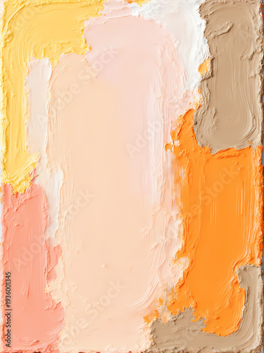 Vibrant Strokes of Yellow, Beige, Orange, and Pink Dance Together in a Warm Embrace of Abstract Expression During a Sunny Afternoon in an Art Studio Generative AI