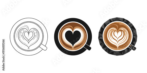 Latte Art Heart Coffee Trio