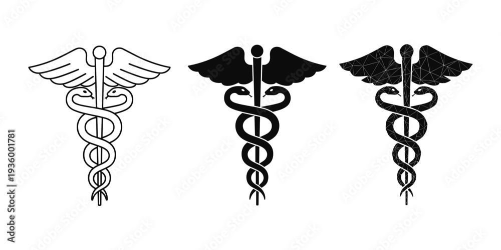 Fototapeta premium Caduceus Medical Symbols Collection