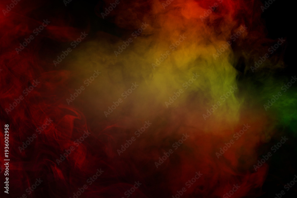 Fototapeta premium Yellow steam on a black background.