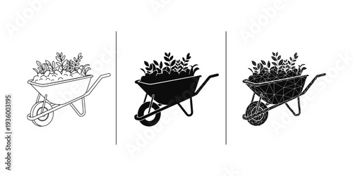 Stylized Wheelbarrow Illustrations