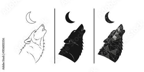 Wolf Howling At Moon Trio