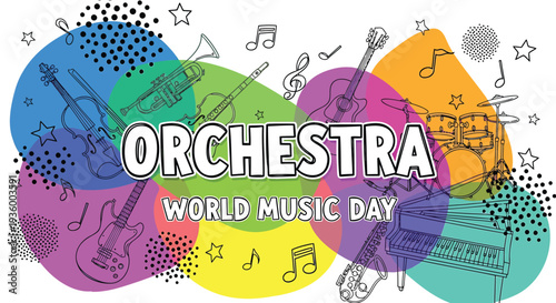 Vector illustration for World Music Day with orchestra theme