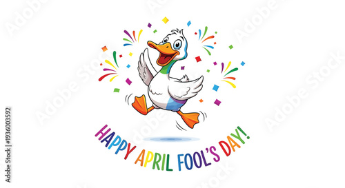 Vector illustration of a duck on April Fool's Day