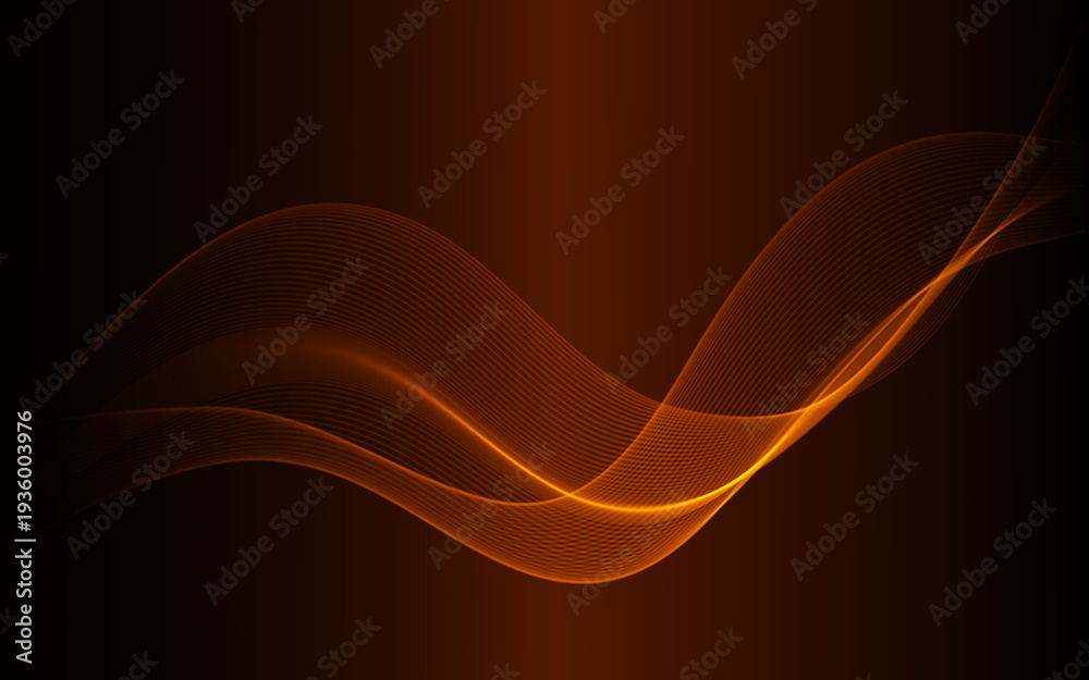 Fototapeta premium Vibrant orange waves on black background for modern design