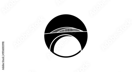 Abstract Bridge Icon, Circular Logo Design, Modern Architecture Symbol