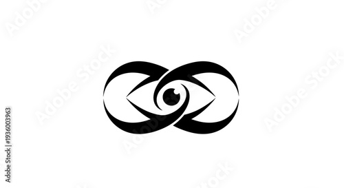 Abstract Infinity Eye Symbol, Vision Concept, Black and White Logo