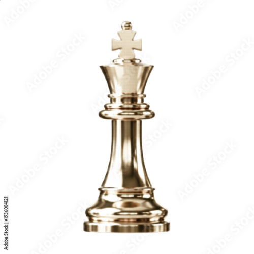 Golden Chess King Piece Halftone Illustration Luxury Strategy Board Game Symbol