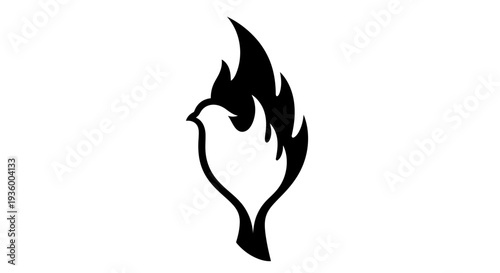 Bird Silhouette with Fiery Flames