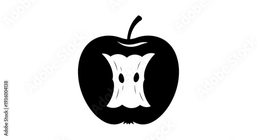 Bitten Apple Silhouette - Healthy Eating Concept