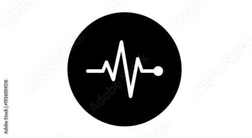 Cardiogram Pulse Line Icon in Black Circle