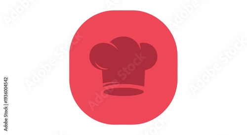 Chef Hat Icon Red Circle Background Simple Flat Design Cooking Symbol