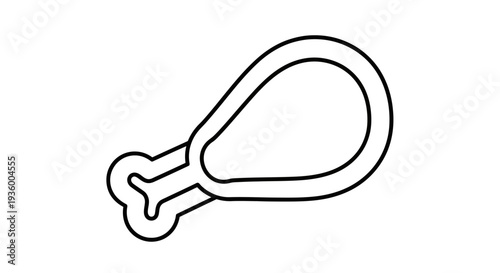 Chicken Leg Icon Outline, Simple Line Art Food Symbol