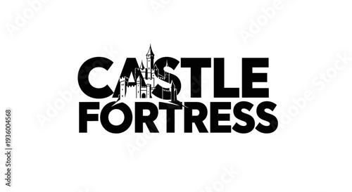 Castle Fortress Logo Text Silhouette