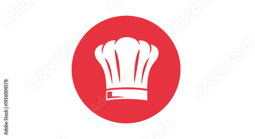 Chef Hat Icon on Red Circle Background - Culinary Symbol