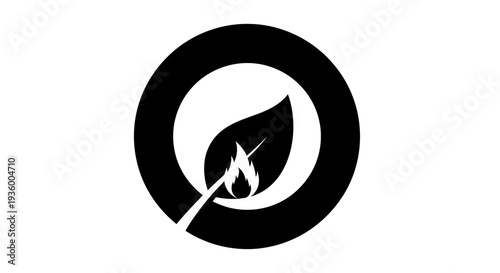 Creative Commons Leaf Logo with Fire Symbol