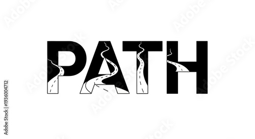 Creative Word Art: "PATH" Text with Scenic Road Inside