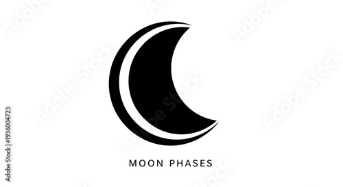 Crescent Moon Phase Icon Isolated on White Background