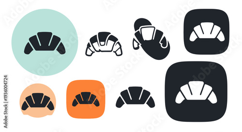 Croissant Icons Set. Simple Vector Illustrations of Pastry.