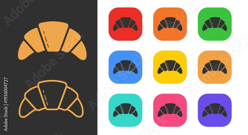 Croissant Icons and Vector Illustration