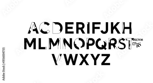 Distorted Alphabet Letters on White Background
