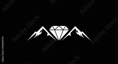 Diamond Mountain Logo Icon - Geometric Gemstone Peak Symbol