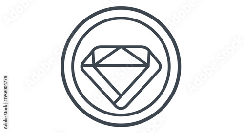 Diamond icon, gem symbol, luxury and value concept, simple outline design