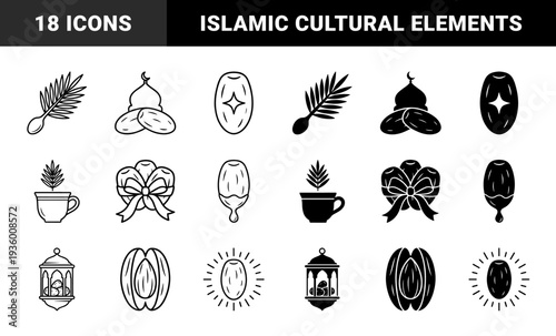 Islamic architectural motifs and ornamental geometry featuring moroccan arches, arabesque floral patterns, and traditional muqarnas niche designs.